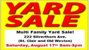 Multi Family Yard Sale (St Clair/Old Weston) Sat Aug 17 9am-3pm